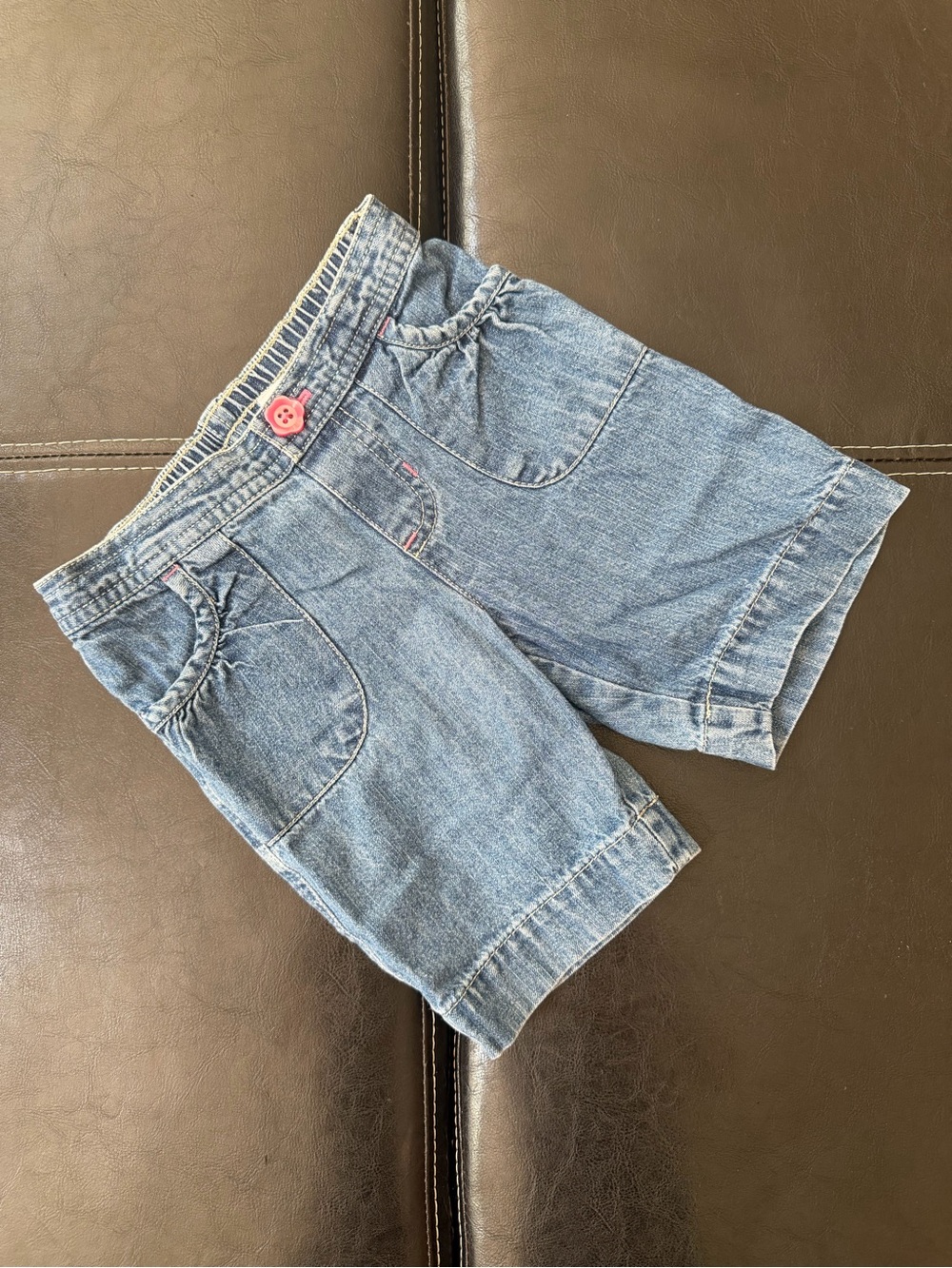 Jumping Beans - Light Denim Girl’s Shorts with Pink Button